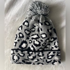 Cheetah print grey beanie hat